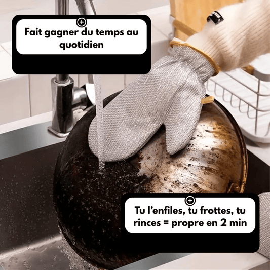 ✅1 Paire Achetée, 1 Paire offerte✅ Gants de vaisselle en fil métallique réutilisable!