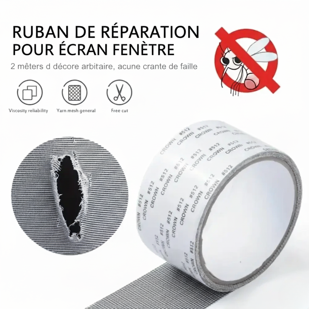 ✅🔥Ruban Adhésif de Réparation de 2m (grillage, moustiquaire...)