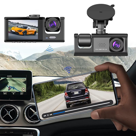 🚗 HD 1080P 3-Lens DVR Camera – Smart Protection