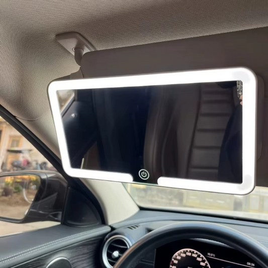 Miroir de LED HD Universel pour Voiture – Rechargeable par USB & Éclairage Réglable