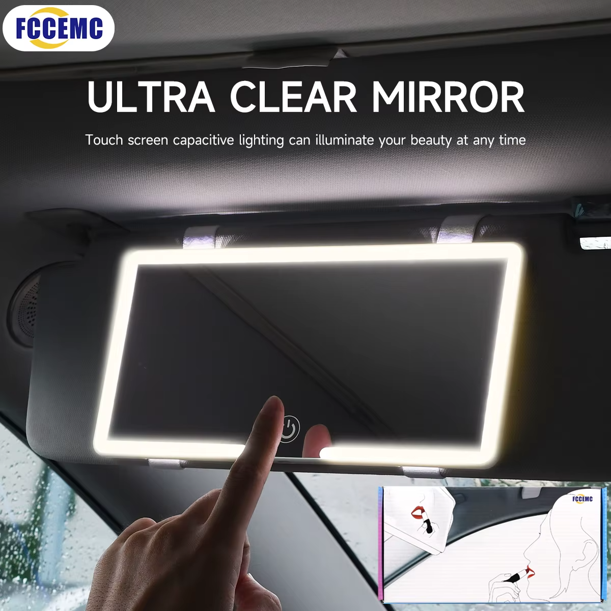 Miroir de LED HD Universel pour Voiture – Rechargeable par USB & Éclairage Réglable