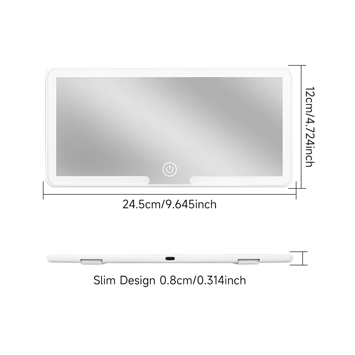 Miroir de LED HD Universel pour Voiture – Rechargeable par USB & Éclairage Réglable
